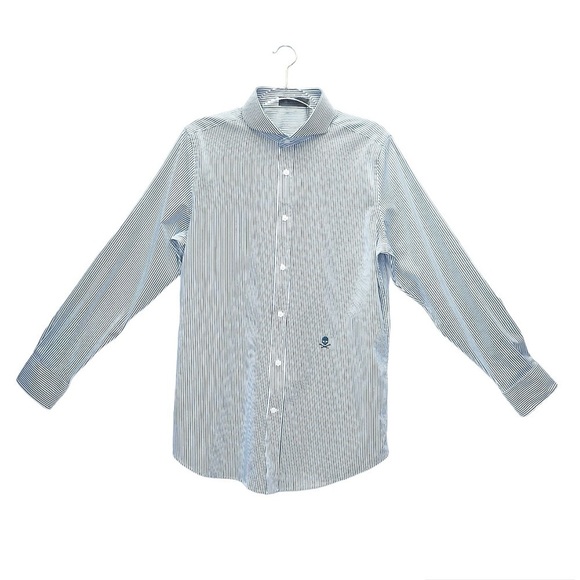 G/Fore Striped Button Down Slim Fit Shirt Men’s Medium Blue & White New NWT - Picture 4 of 10